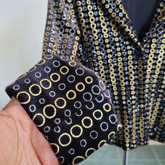 BRIGGS BLACK WITH GOLD/SILVER SPARKLE EVENING JACKET (Size: Petite Small) - Picture 8 of 14
